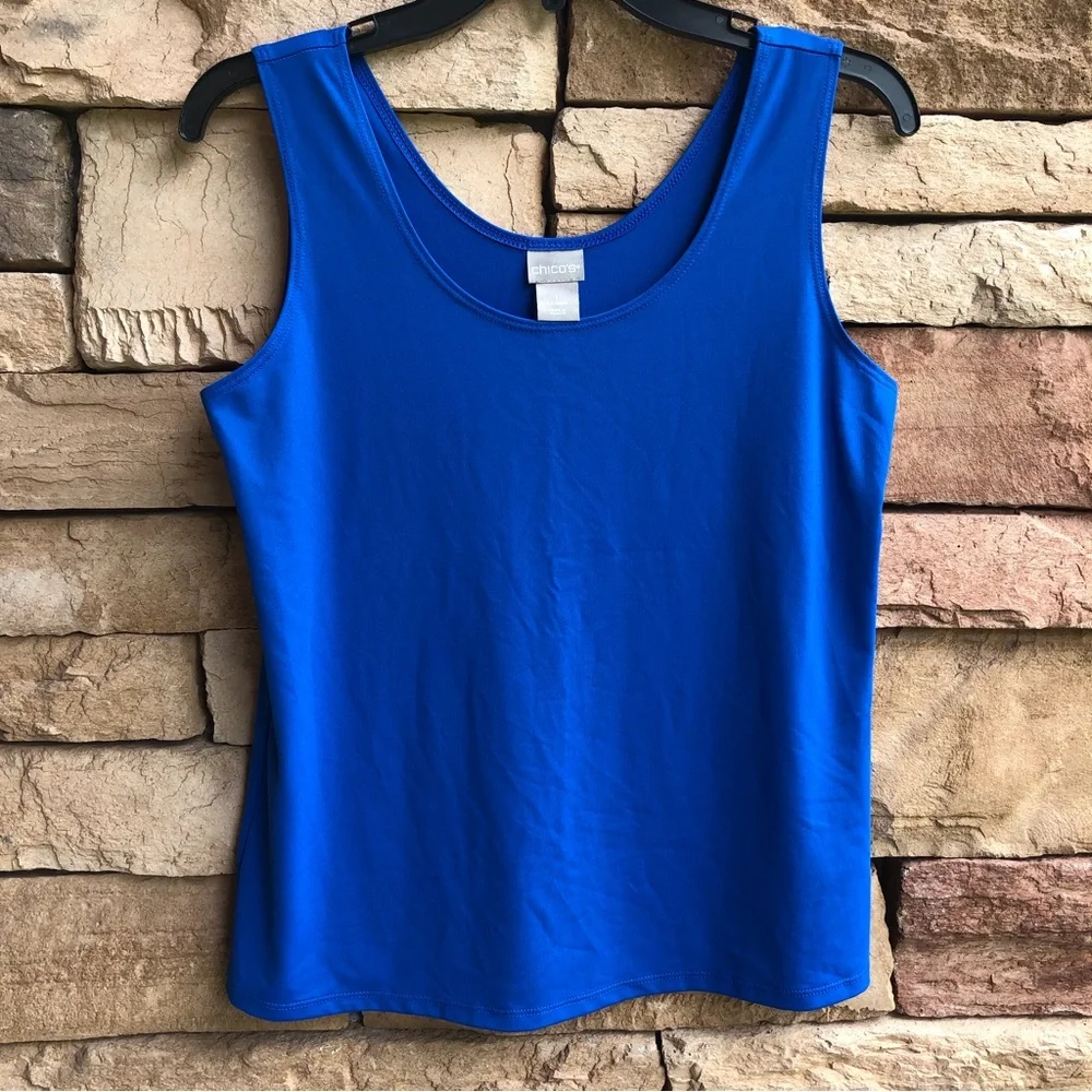 Chico’s blue stretch tank top Like New Medium - Picture 1 of 7
